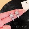 Silver Needle Fashion Zircon Flower Small Tassel Earrings Women's Light Luxury High-end Niche Design Celebrity Ear Jewelry