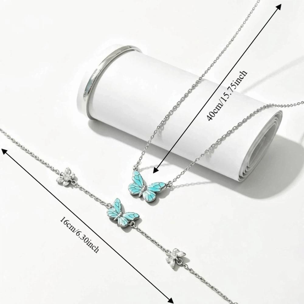 Sweet Butterfly Necklace Luminous Women Jewelry Cute Butterfly Bracelet Collar Chain