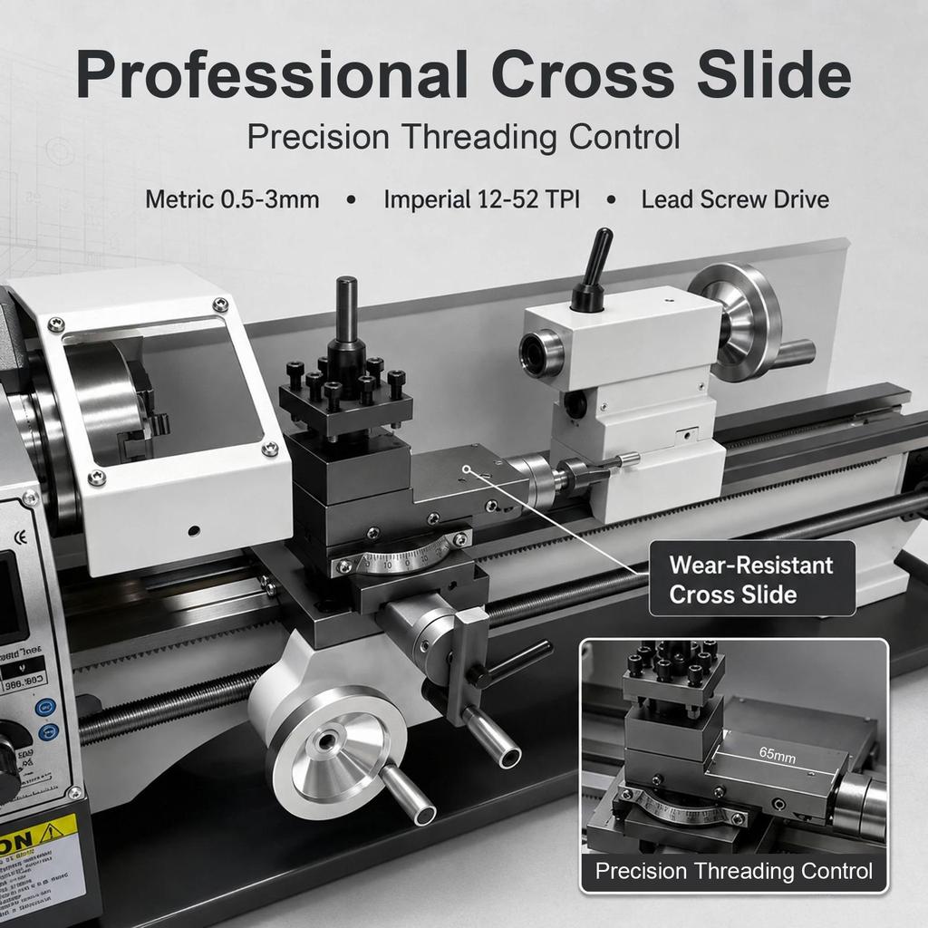 SIHAO LED Display Precision Bench Lathe, 8.7x16.1/25.6 Inches, 950W/1200W, 0-3000 RPM Adjustable Speed, DIY Machine for Threading & Drilling Tasks