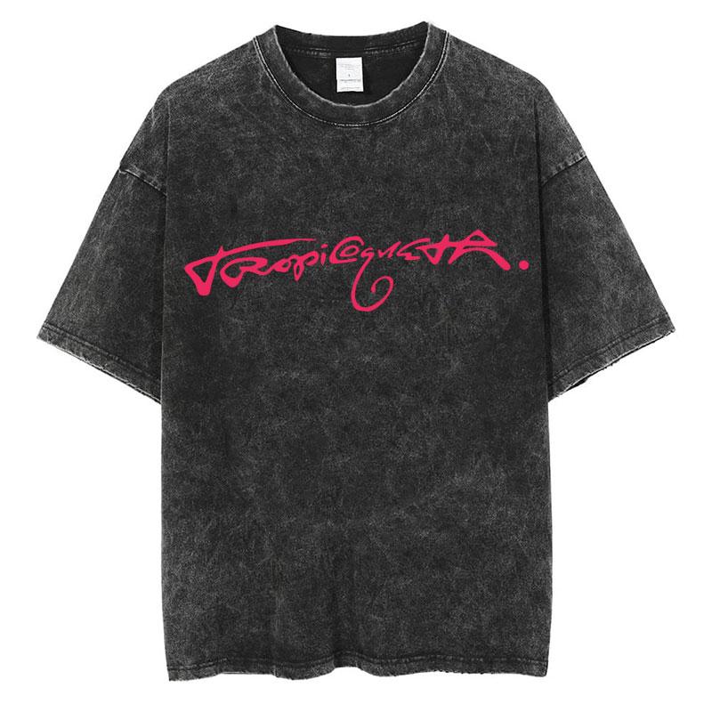 Karol G Tropicoqueta Album Latina Foreva Washed T Shirt Men Women Trendy Loose Tshirts Casual Cotton Retro Street T Shirts