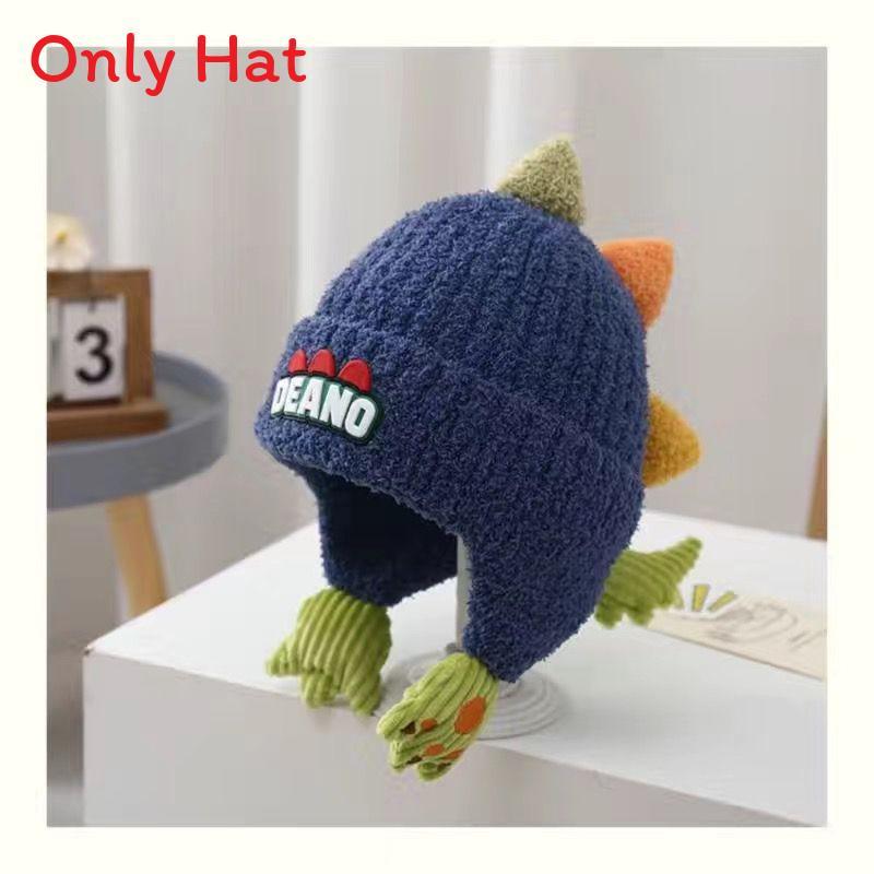 Dinosaur Kids Hat Winter Warm Knitted Earflap Beanie For Children 2-10 Years