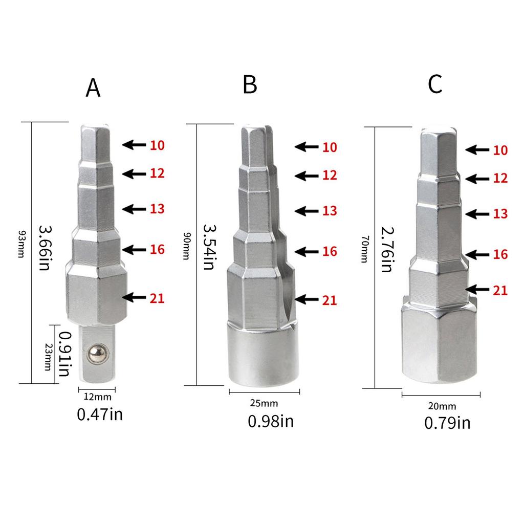 1/2 3/8 Drive Universal Pagoda Head Valves Joints 5 Step Stepped Radiator Spud Wrench Valves Lugs Repair