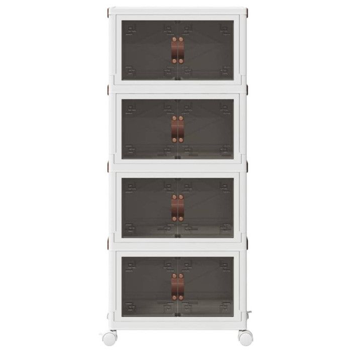 Boîte de rangement empilable avec roues à 4 niveaux 28 L