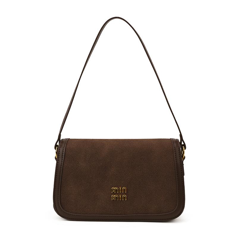 

Замшевая сумка через плечо Maillard в стиле ретро: Женская сумка кроссбоди 2025 Осень/Зима Высокое качество Нишевый дизайн. кофейный