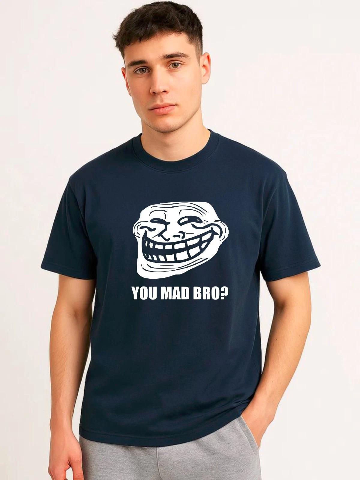 Troll Face Meme T-Shirt, You Mad Bro Gamer Funny Internet Vintage Culture Tee 3XL