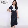 GOELIA Spring Fake Two-Piece A-Line Dress with Bowknot