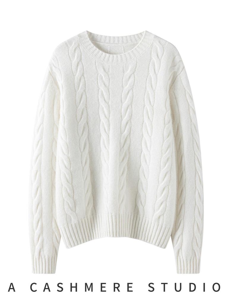 Women's Heavyweight Cashmere Loose Knit Sweater – Autumn/Winter New Style European Design
