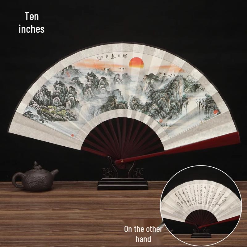 Özelleştirilebilir Çin Tarzı Çocuk Bambu ve İpek Katlanır Yelpaze - Boş Seçenekli Antik Hanfu Tasarımı