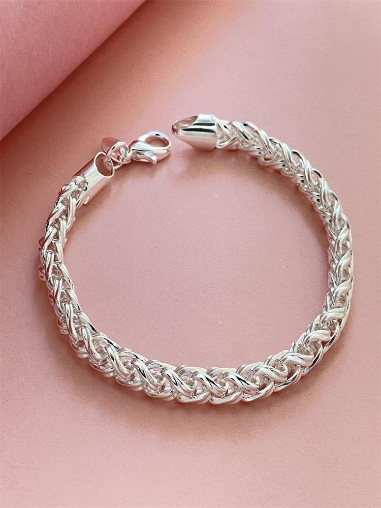 

Модные украшения Стерлинговый браслет 6 мм 20 см Подходит для женщин Модные Свадебные Вечерние Подарочные украшения