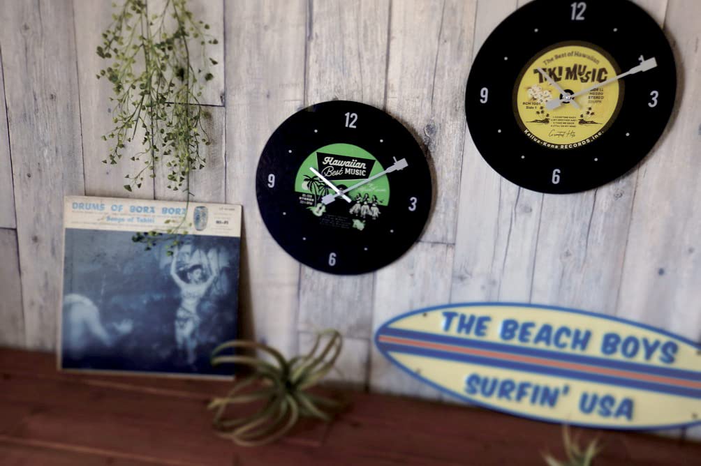 Ceas de perete din sticlă Key Stone, verde, Hawaiian Record CL056296