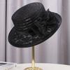 Summer beige top hat women's French retro fashion flat top straw hat breathable lace flat brim sun protection visor hat