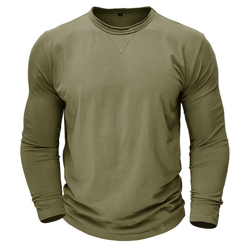 Men's Long Sleeve T-Shirts Soft Stretch Cotton Tees Crew Neck Basic Casual T-Shirt Workout Moisture Wicking Tops Male Athletic Breathable Tee Shirts