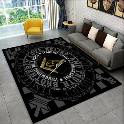 Freimaurer Freimaurer Illuminaten Ring Bereichsteppich, Alles sehendes Auge Teppich für Wohnzimmer Schlafzimmer Fußmatte Dekor, Rutschfeste Bodenmatte