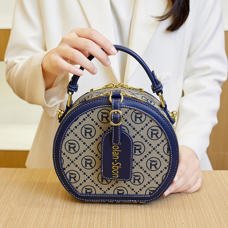 Crossbody Bag Printed Women's Bag Single-shoulder Bag Fashionable and Versatile Round Bucket Bag Handbag