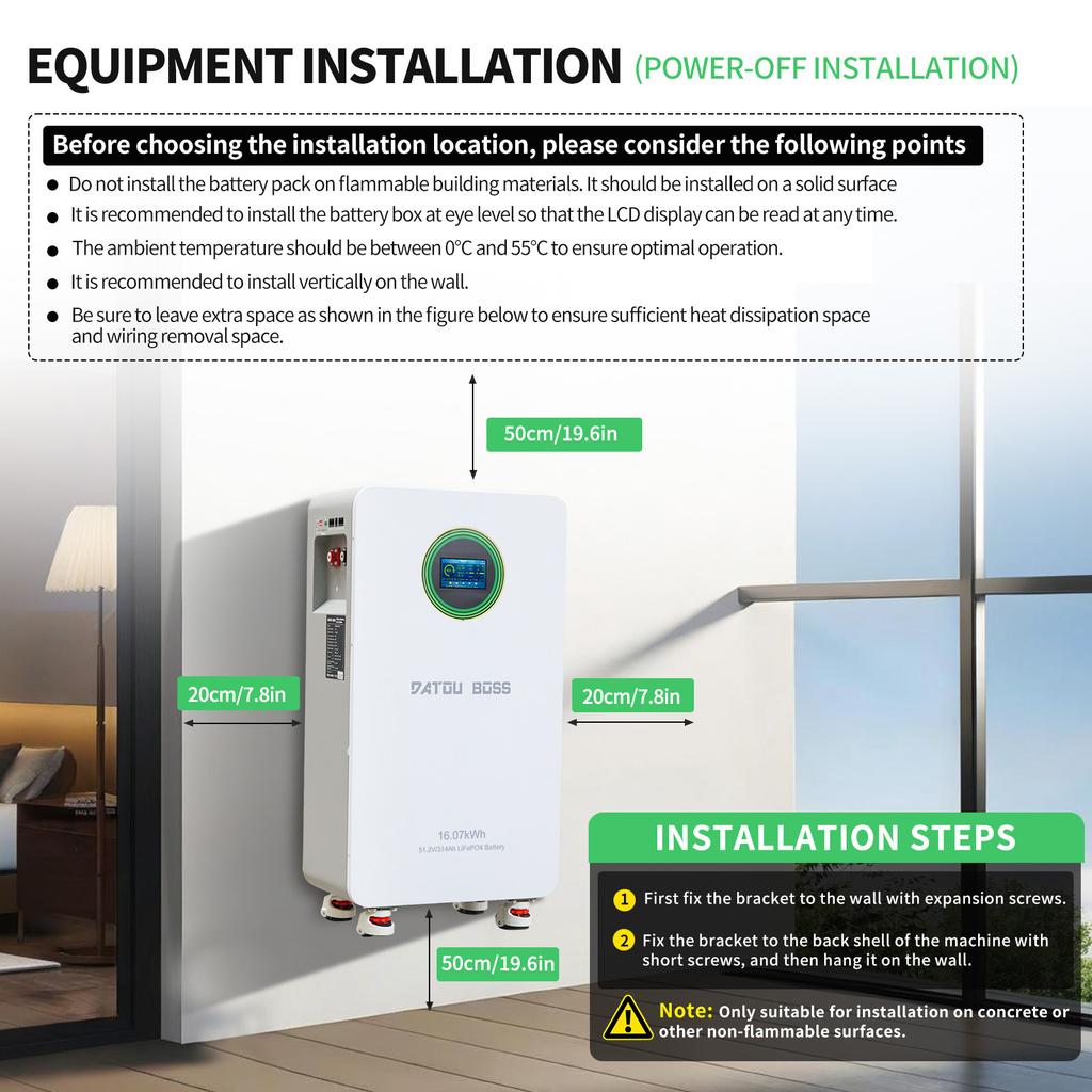 DAOUBOSS 48V 314Ah Floor Standing Energy Storage Battery 15kwh Batterie Pack With Smart BMS Home Power Wall-Mounted