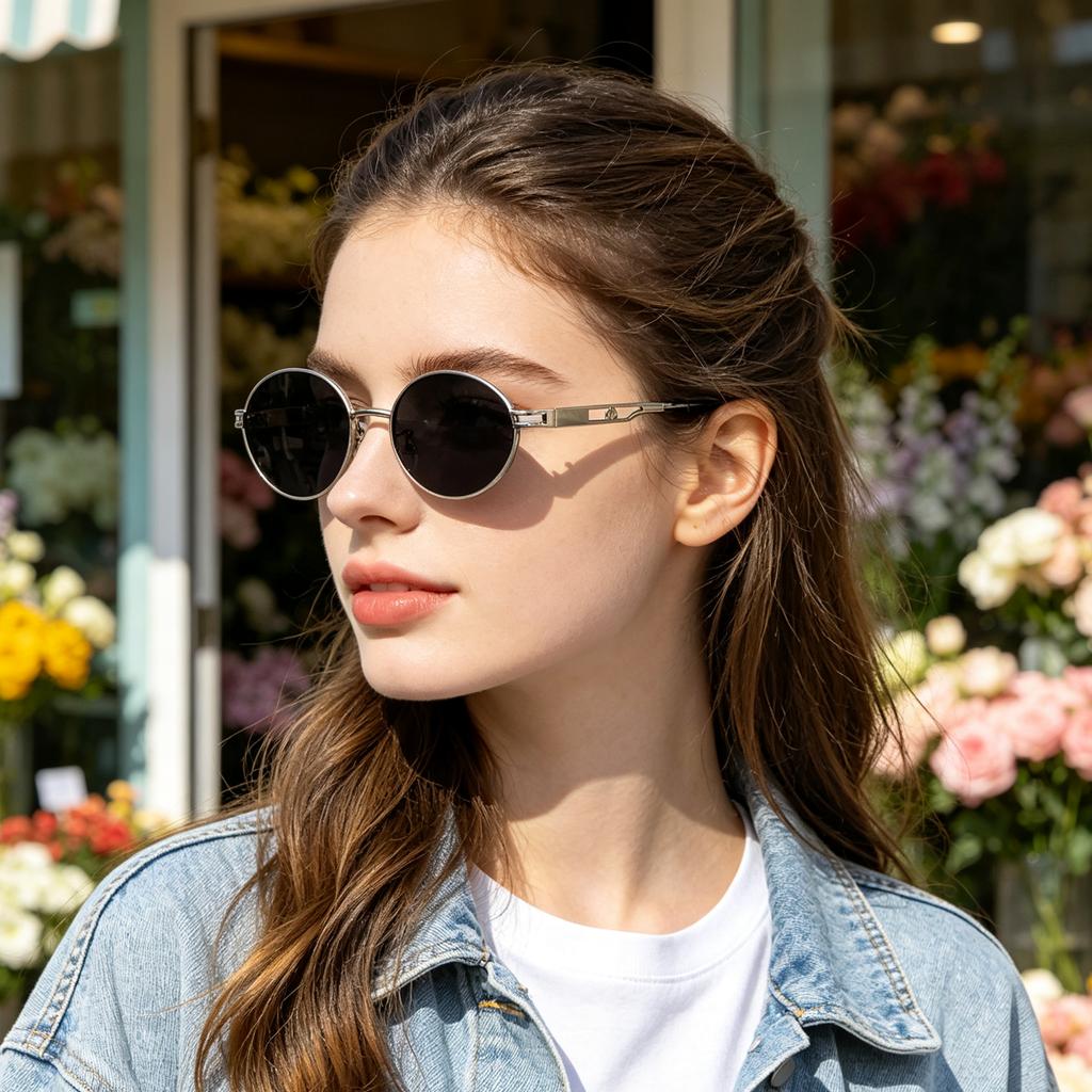 Xiaomi Women Small Oval Sunglasses UV400 Alloy Frame Hollow Decor Temple Gradient Lens Fashion Daily Party Shades