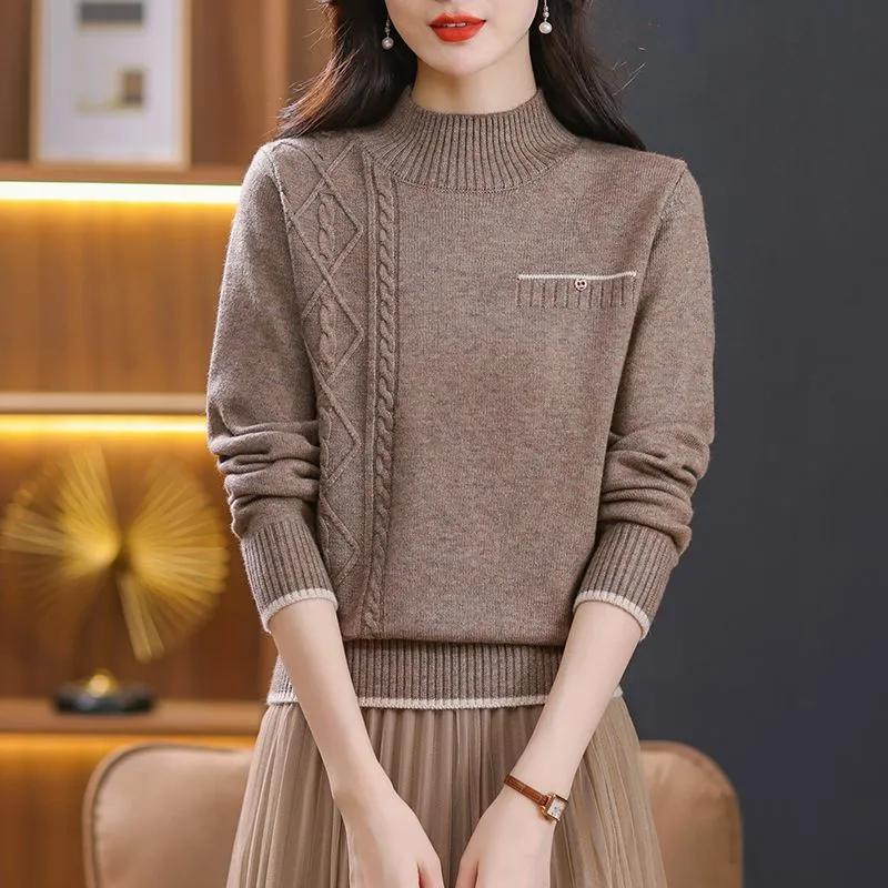 

Осенне-зимняя женская модная повседневная трикотажная рубашка с полуводолазкой M