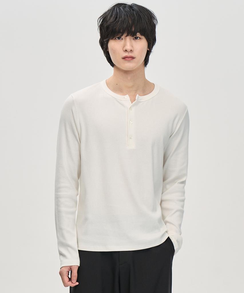 Prairie Henley Neck Ribbed Long Sleeve (Ivory)