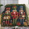 Vintage Nutcracker Christmas Blanket - Soft Polyester Flannel,All-Season Cozy for Couch/Travel - Lightweight & Warm Holiday Gift