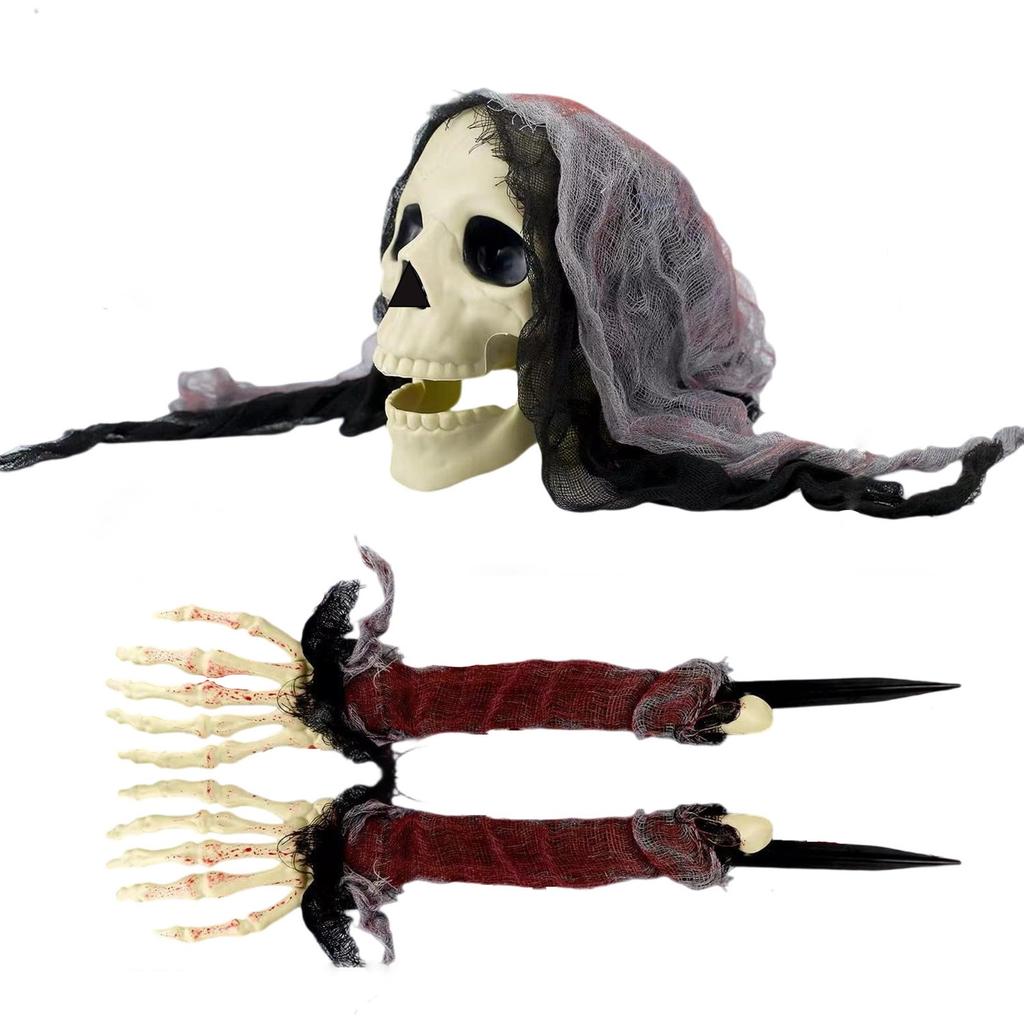 Halloween Ground Inserted Skull/ Ghost/ Head Three-piece Set Crawling Ghost/ Crawling Trick Simulation Arm Skull/ Site/ Decoration