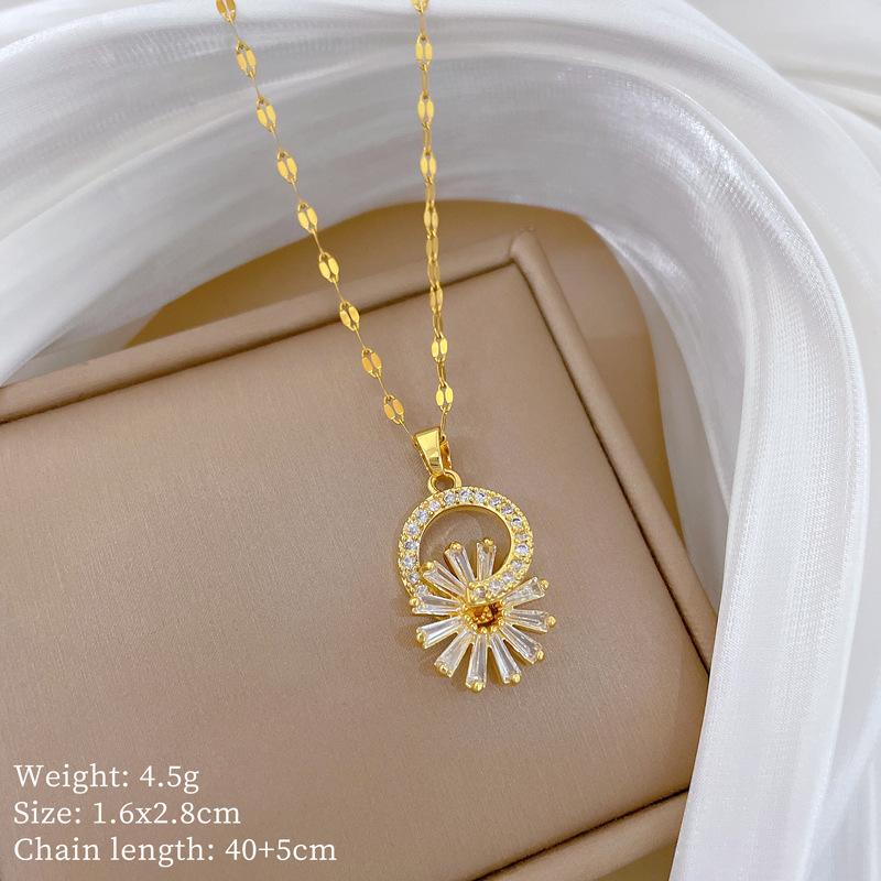 Flower Micro-Inlaid Necklace Earrings Set Light Luxury Micro-Inlaid Personalized Temperament Banquet Earrings Necklace Combination