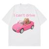 Hamster Rosa Auto Ich Kann Nicht Fahren Grafik T-Shirt Y2k Hip Hop Streetwear Cartoon Tier Unisex Lässig Schwarz Kurzarm T-Shirt Y2k