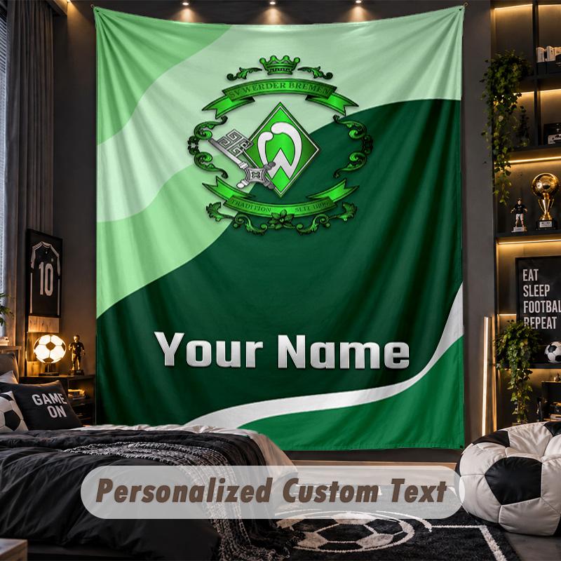 TapestryWerder Bremen FC Custom Name Text Personalized Wall Hanging Tapestry Home Wall Decor