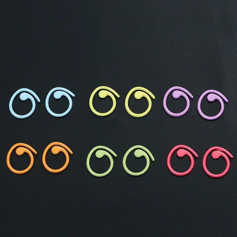 30/100pcs Zinc Based AlloyKnitting Stitch Markers Spiral Multicolor Painted Marker Buckle Crochet Lock Knit Needle Clip