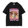 Funny Professional Yapper Meme Cat Pattern Tshirt Retro Womens Fashion Short Sleeved Tshirt Casual Comfortable T-shirt Top