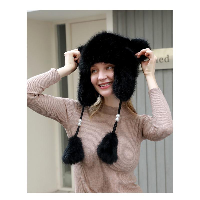 Hatter for kvinner høst og vinter, Stor hodeomkrets, Utendørs sykling, Kuldebeskyttelse, Vintervarme, Ørebeskyttende lue