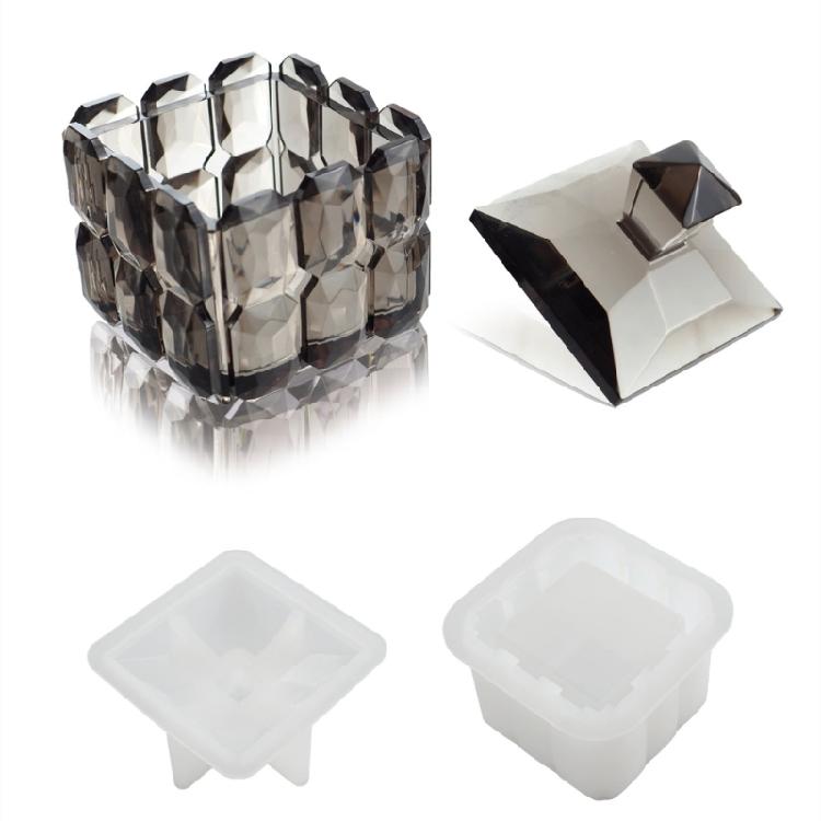 Anniversary Drill Cube Jar Storage Box Resin Mold Trinket Holder Silicone Mold