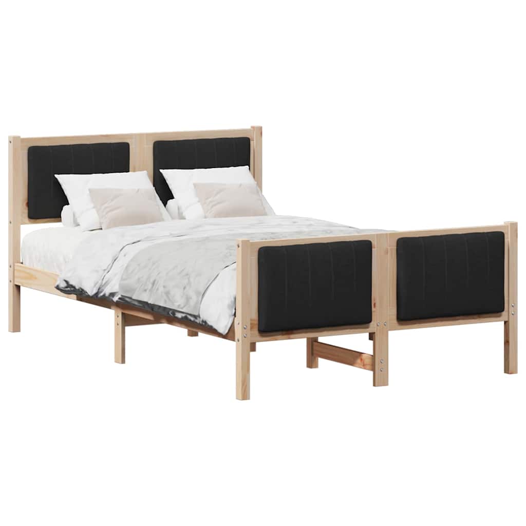 Brown and Black Bed Frame 120 x 200 cm Solid Pine Wood