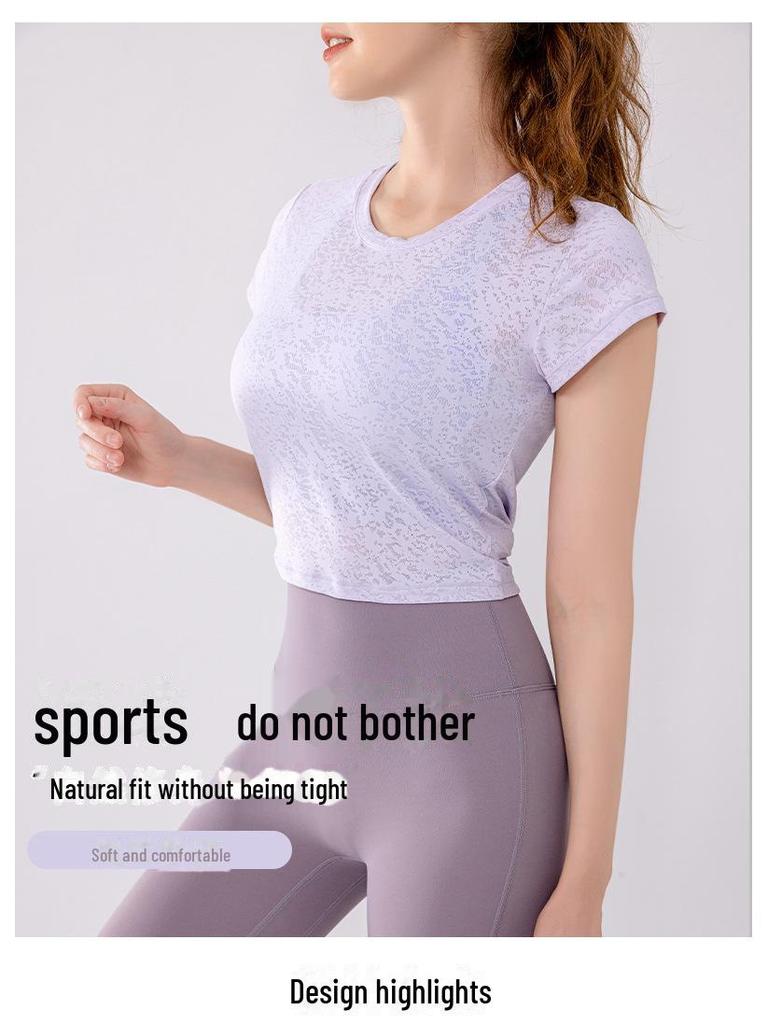 Damen Sommer Mesh Kurzarm Twist Yoga Top