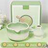 2 Pcs Matcha Making Kit Gradient Color Waved Rim Design Matcha Bowls and Ceramic Tea Whisk Stand Heat Coldness Resistant Tea Set