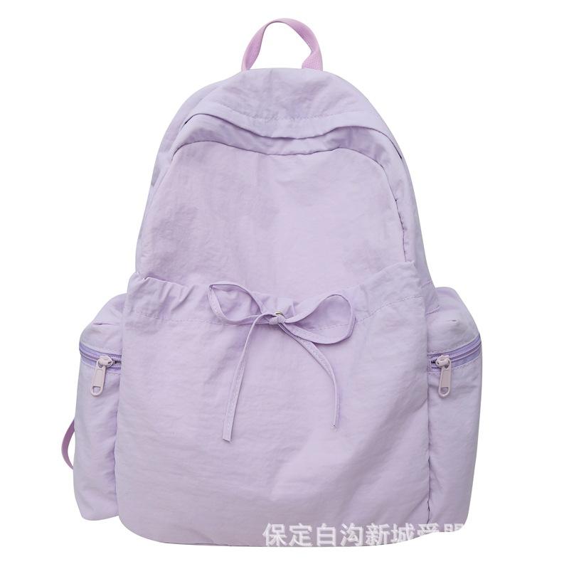 Schoolbag Backpack Female Student Versatile ins Solid Color School Bag Large Capacity Backpack Primary School Junior High School University Korean