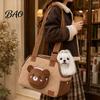 Cat Travel Carrier Quilted Purse, Breathable Pet Shoulder Bag, Mesh Window, Zipper Closure, Safety Buckle, Bag Cute Bear Elephant Front Pocket,