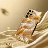 Gold-plated Tempered Glass Phone Case  Compatible Galaxy S26 S25 S24 S23 S22 Ultra Plus. Features a Gold Feather Texture Design.