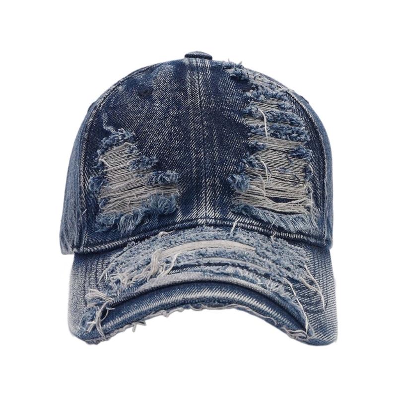 Zerrissener Hut Lange Krempe Distressed Hut Atmungsaktive Baseballkappe Damen Frühling Street Snap Hut Sonnenschutz Camping Wanderhut