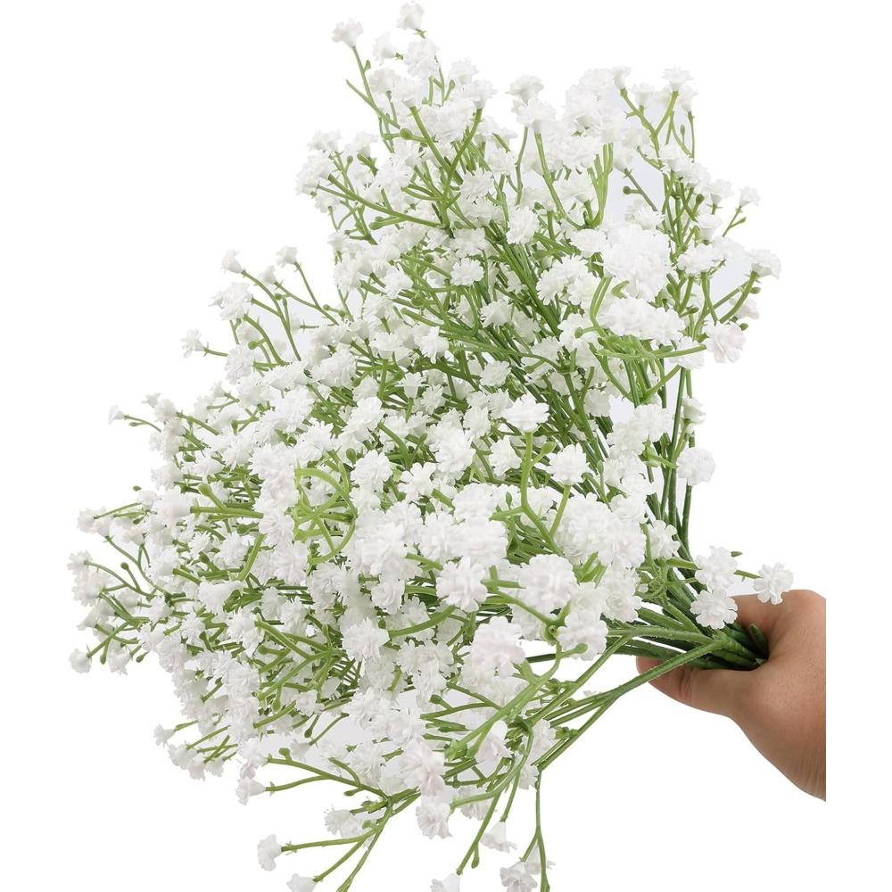 15 Bundles of White Artificial Starry Sky Flowers, Fake Flowers, Wedding Bouquets, Bridal Party, Home DIY Decoration (28CM)