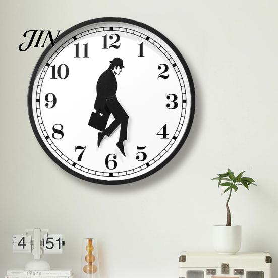 12 Inch Decorative Clock Man Silhouette Wall Clock, Silent Non-Ticking Round Hanging Home Decor Digital Analog for Office Bedroom Living Room