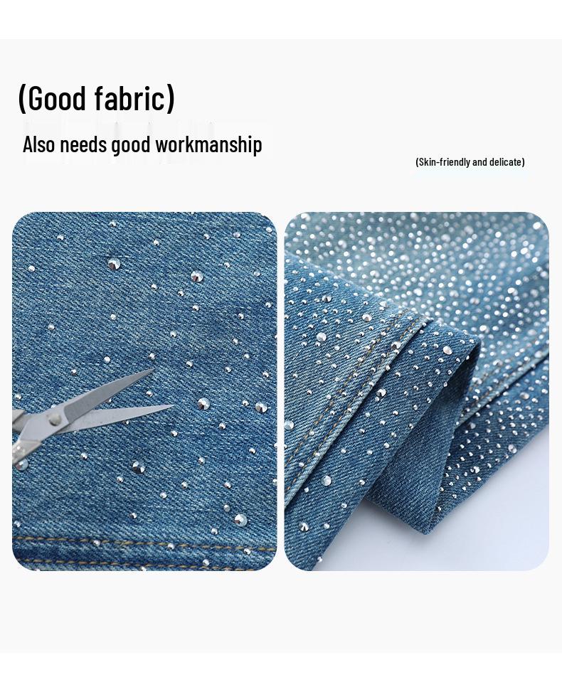 Starry Sky Rhinestone Ripped Floor-Length Jeans for Women