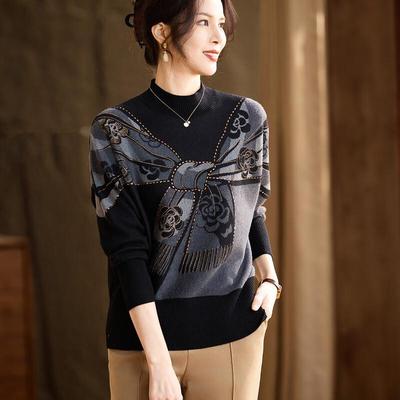 JIANHU Damen Halbrollkragen Strickpullover