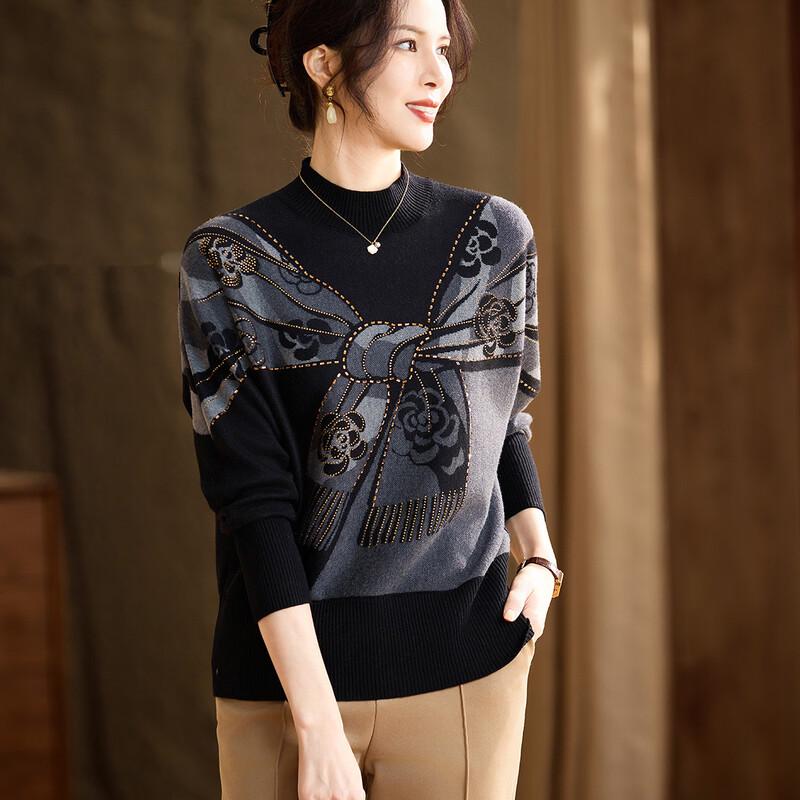 Женский вязаный свитер JIANHU с полувысоким воротником XL