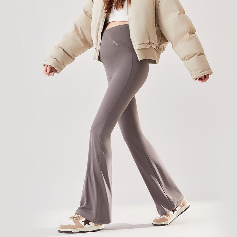 

Брюки для беременных носят расклешенные брюки из акульей кожи, осенне-зимние с поддержкой живота и тонкие больших размеров брюки для йоги, повседневные брюки для беременных XL