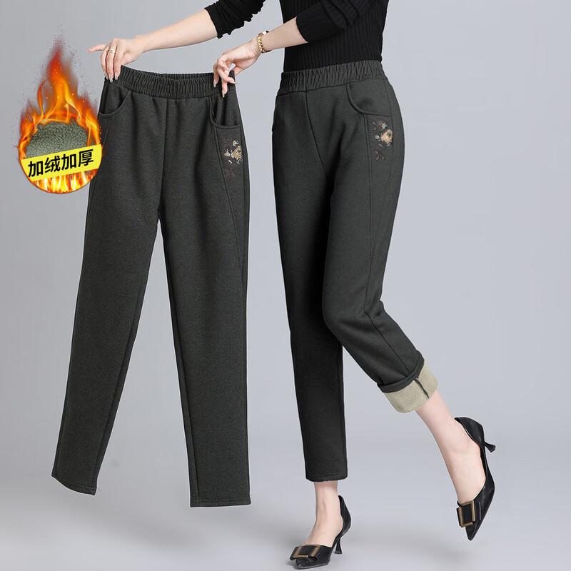 

Мамины вышитые зимние брюки с высокой талией на плюшевой подкладке 2XL