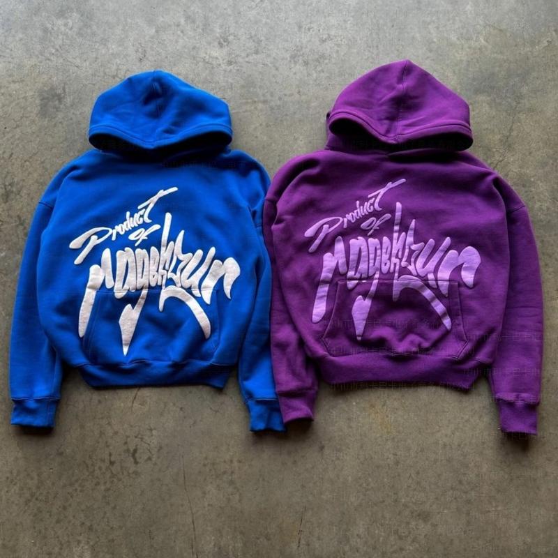 European and American Autumn and Winter Letter Foam Printed Retro Men's and Women's Hip-hop Loose Couple Hoodie