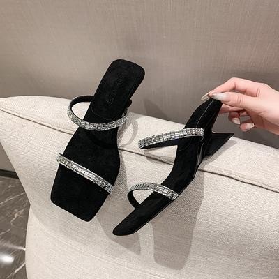 Fashion Sequin Slippers Women's Summer Sandals Fashion Shiny Simple Slippers Flip-Flops Beach Diamond Flats Outdoor Sandals