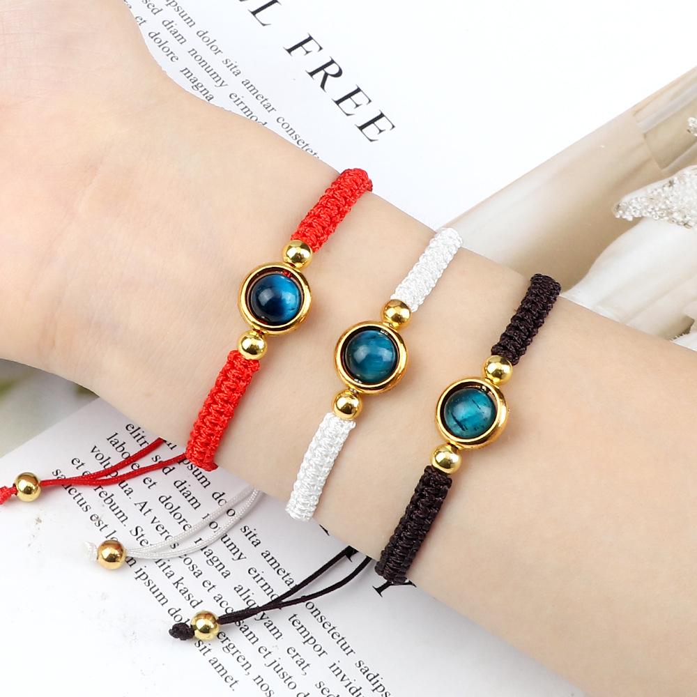 Handmade European-American Year of the Tiger Blue Sapphire Red String Bracelet - Stylish Couple's Gift