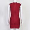 Elegant Sleeveless Burgundy Striped Bandage Dress - Low Cut & Stretchy Women's Fashion