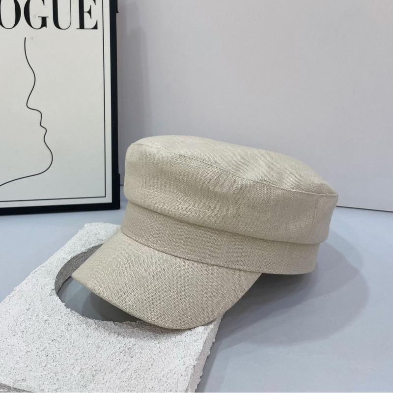 

Spring and summer hat women s trendy new versatile British retro navy hat fashion flat top newsboy hat M（56-58cm）